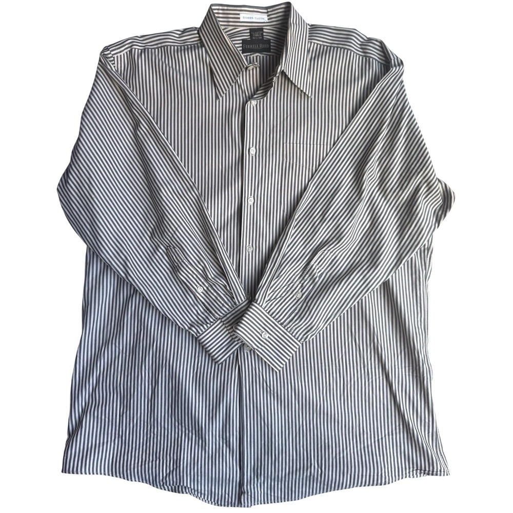 Ferrell Reed USA Made Dobbs Cloth Striped Button-Up Dress Shirt 16.5 34